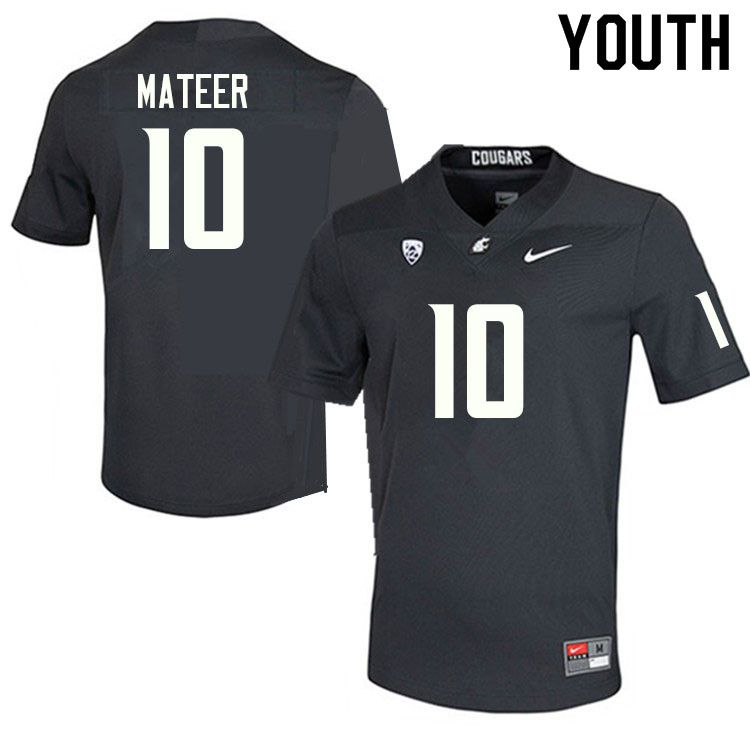 Youth #10 John Mateer Washington State Cougars College Football Jerseys Sale-Charcoal